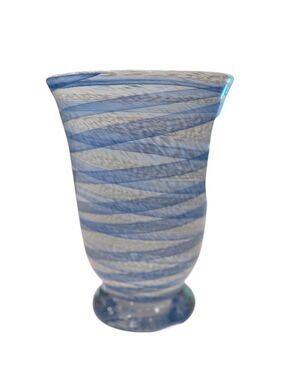 Elegant Blue and White Swirl Glass Vase